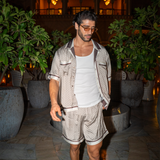 Como Satin Shorts (Brown Meridian)