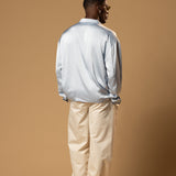Troy Long Sleeve Satin Shirt (Baby blue)
