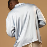 Troy Long Sleeve Satin Shirt (Baby blue)