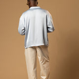 Troy Long Sleeve Satin Shirt (Baby blue)