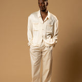 Troy Long Sleeve Satin Shirt (Cream)