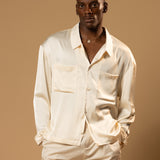 Troy Long Sleeve Satin Shirt (Cream)