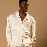 Troy Long Sleeve Satin Shirt (Cream)