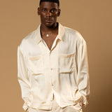 Troy Long Sleeve Satin Shirt (Cream)