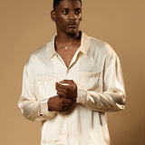 Troy Long Sleeve Satin Shirt (Cream)