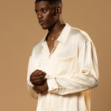 Troy Long Sleeve Satin Shirt (Cream)