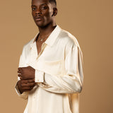Troy Long Sleeve Satin Shirt (Cream)