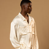 Troy Long Sleeve Satin Shirt (Cream)