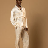 Troy Long Sleeve Satin Shirt (Cream)