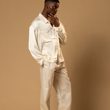 Troy Long Sleeve Satin Shirt (Cream)