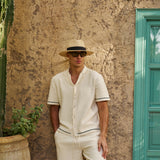 Bottega Tile Cotton Shirt (Cream/Green)