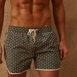 The Benjamins Retro Swim Shorts (OLIVE MERIDIAN)
