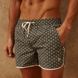 The Benjamins Retro Swim Shorts (OLIVE MERIDIAN)