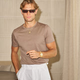 Luxe Mercerised Cotton Tee (Cappuccino)