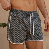 The Benjamins Retro Swim Shorts (OLIVE MERIDIAN)