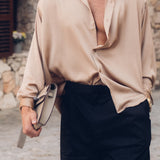 Flow Satin Shirt (Brown)