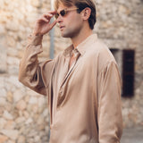 Flow Satin Shirt (Brown)